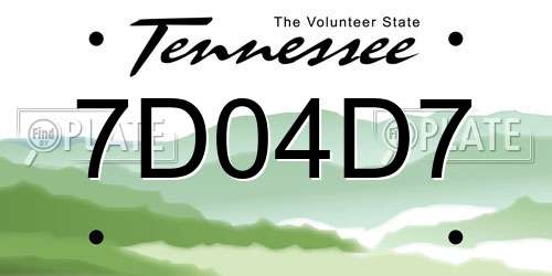 7D04D7 Tennessee License Plate