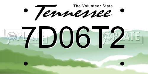 7D06T2 Tennessee License Plate