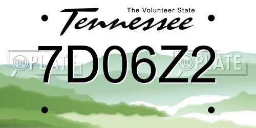 7D06Z2 Tennessee License Plate