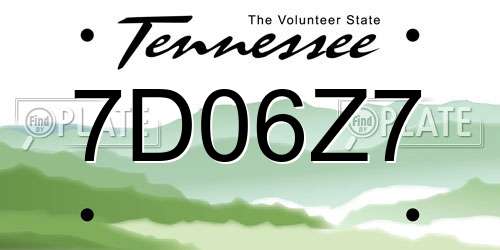 7D06Z7 Tennessee License Plate