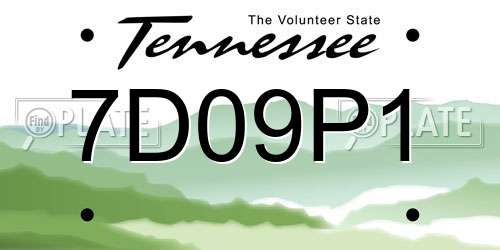 7D09P1 Tennessee License Plate