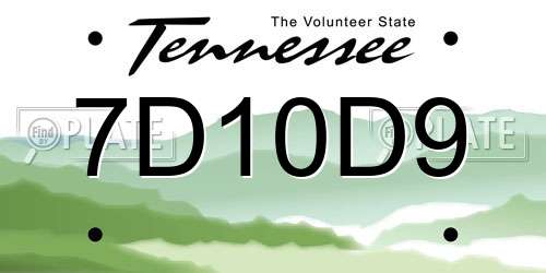 7D10D9 Tennessee License Plate