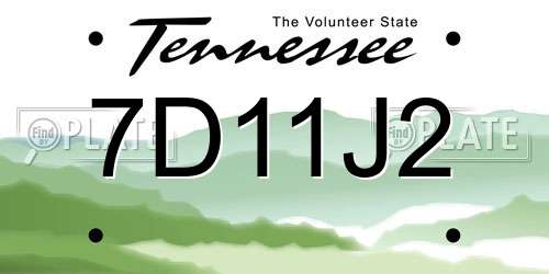 7D11J2 Tennessee License Plate