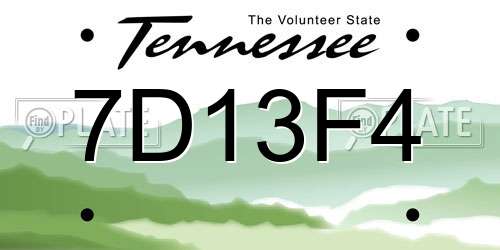 7D13F4 Tennessee License Plate