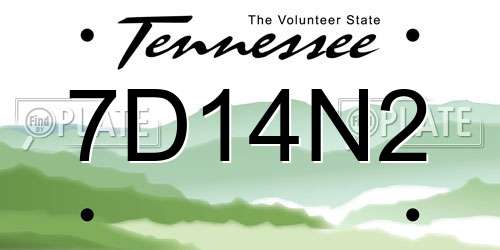 7D14N2 Tennessee License Plate