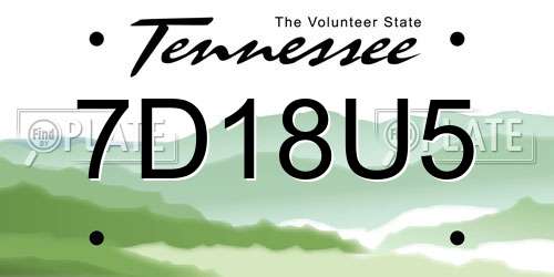 7D18U5 Tennessee License Plate