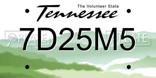 7D25M5 Tennessee License Plate
