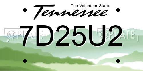 7D25U2 Tennessee License Plate