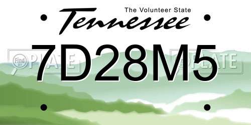 7D28M5 Tennessee License Plate