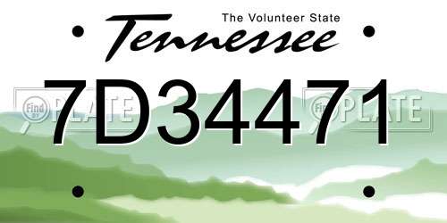 7D34471 Tennessee License Plate