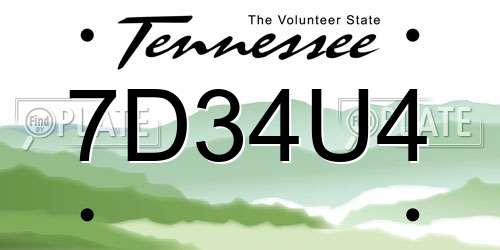 7D34U4 Tennessee License Plate