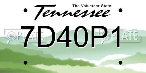 7D40P1 Tennessee License Plate