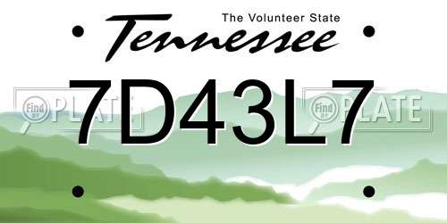 7D43L7 Tennessee License Plate