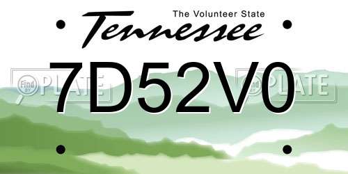 7D52V0 Tennessee License Plate