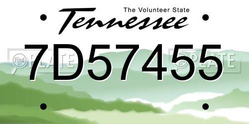 7D57455 Tennessee License Plate