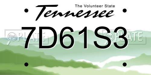 7D61S3 Tennessee License Plate