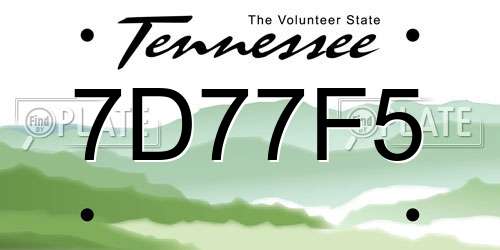 7D77F5 Tennessee License Plate