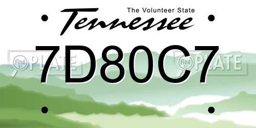 7D80C7 Tennessee License Plate