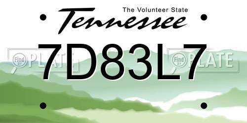 7D83L7 Tennessee License Plate