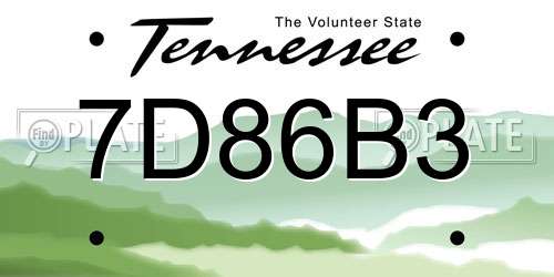 7D86B3 Tennessee License Plate