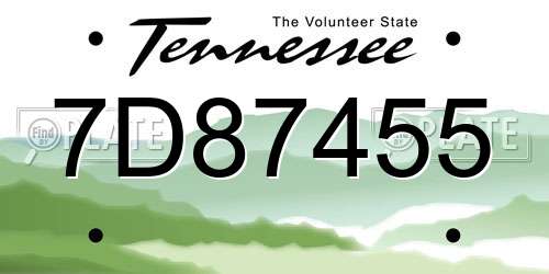 7D87455 Tennessee License Plate
