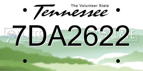 7DA2622 Tennessee License Plate