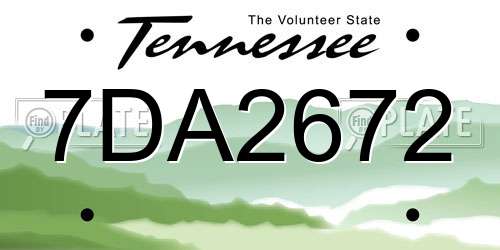 7DA2672 Tennessee License Plate