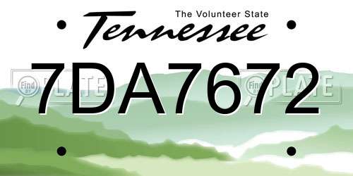 7DA7672 Tennessee License Plate