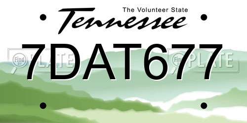 7DAT677 Tennessee License Plate