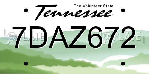7DAZ672 Tennessee License Plate