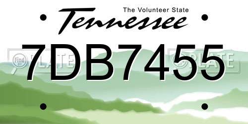 7DB7455 Tennessee License Plate