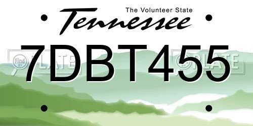 7DBT455 Tennessee License Plate