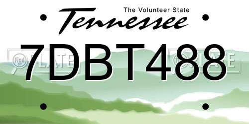 7DBT488 Tennessee License Plate