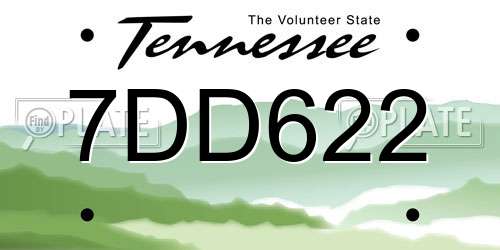 7DD622 Tennessee License Plate