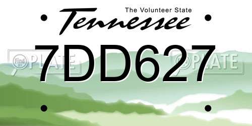 7DD627 Tennessee License Plate