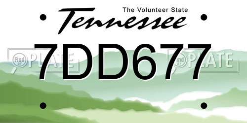 7DD677 Tennessee License Plate