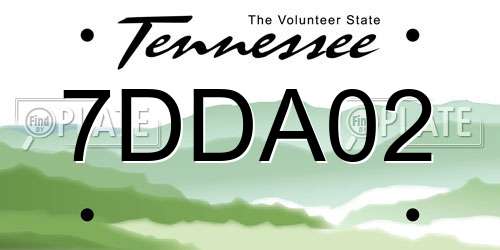 7DDA02 Tennessee License Plate