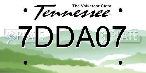 7DDA07 Tennessee License Plate
