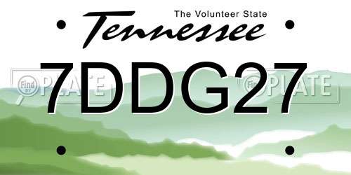 7DDG27 Tennessee License Plate