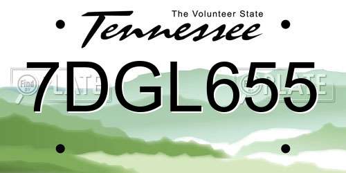 7DGL655 Tennessee License Plate
