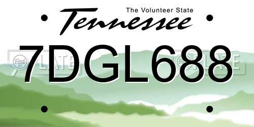 7DGL688 Tennessee License Plate