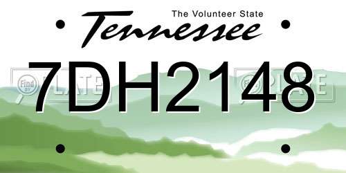 7DH2148 Tennessee License Plate