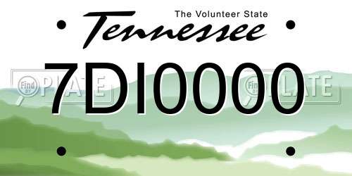 7DI0000 Tennessee License Plate