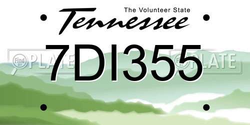 7DI355 Tennessee License Plate