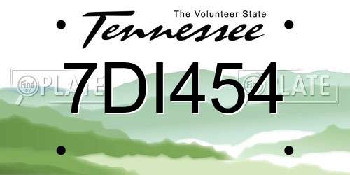 7DI454 Tennessee License Plate