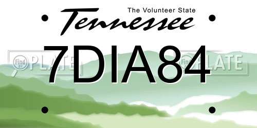 7DIA84 Tennessee License Plate