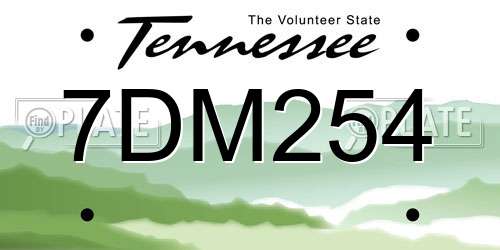7DM254 Tennessee License Plate