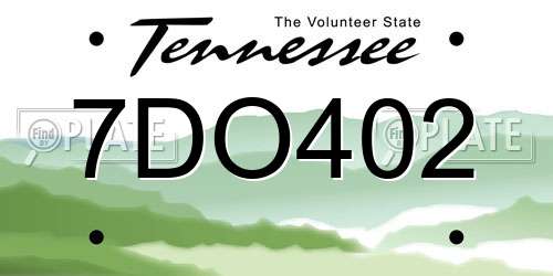 7DO402 Tennessee License Plate
