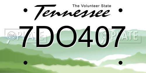 7DO407 Tennessee License Plate