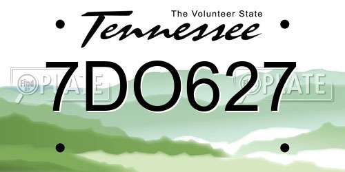 7DO627 Tennessee License Plate